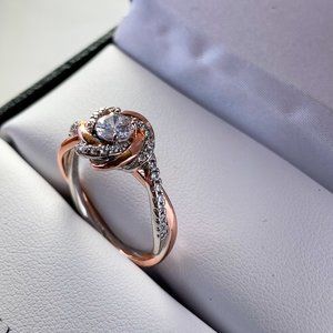 Sterling silver and rose gold plated flower ring